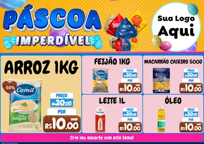 Modelo de Encarte para Encarte A4 Horizontal com o tema Páscoa Imperdível para Supermercado