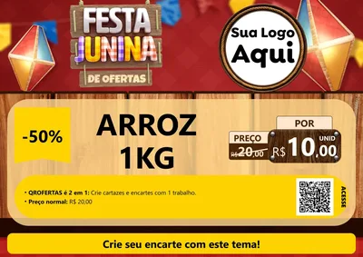Modelo de Cartaz para Cartaz A4 Horizontal com o tema Festa Junina de Ofertas para Supermercado