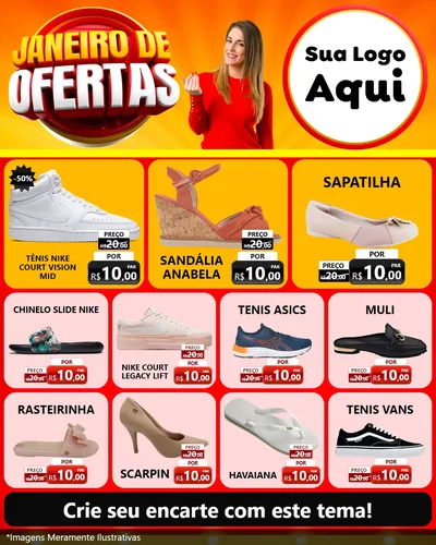 Modelo de Rede Social para Feed Instagram com o tema Janeiro de Ofertas para Calçados