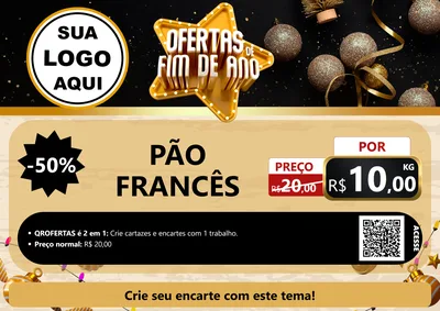 Modelo de Cartaz para Cartaz A4 Horizontal com o tema Ofertas de Fim de Ano para Padaria