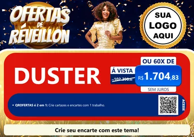 Modelo de Cartaz para Cartaz A4 Horizontal com o tema Ofertas de Réveillon para Concessionaria de Carros
