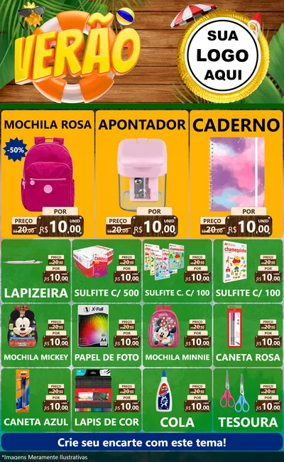 Modelo de Encarte para Encarte Grande com o tema Verão para Papelaria