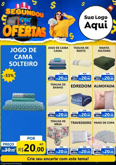 Modelo de Encarte para Encarte A4 Vertical com o tema Segundou de Ofertas para Cama, Mesa e Banho