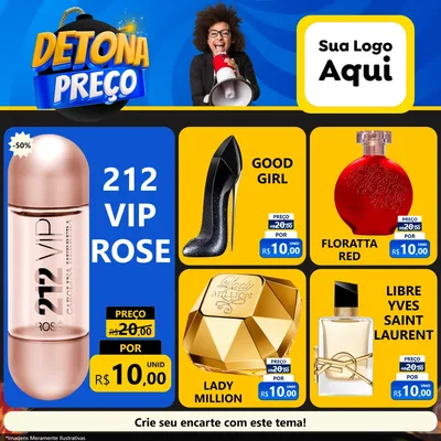 Modelo de Rede Social para Feed Facebook com o tema Detona Preços para Perfumes