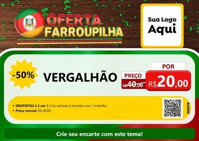 Modelo de Cartaz para Cartaz A4 Horizontal com o tema Oferta Farroupilha para Ferragens