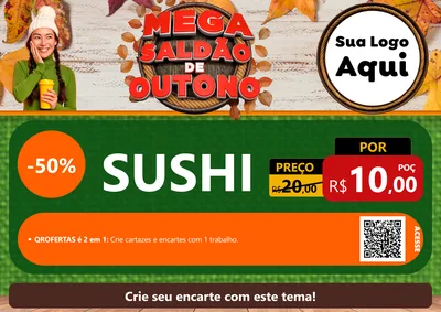 Modelo de Cartaz para Cartaz A4 Horizontal com o tema Mega Saldão de Outono para Comida japonesa