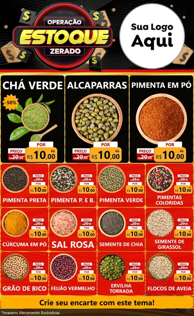 Modelo de Encarte para Encarte Grande com o tema Operação Estoque Zerado para Produtos Naturais