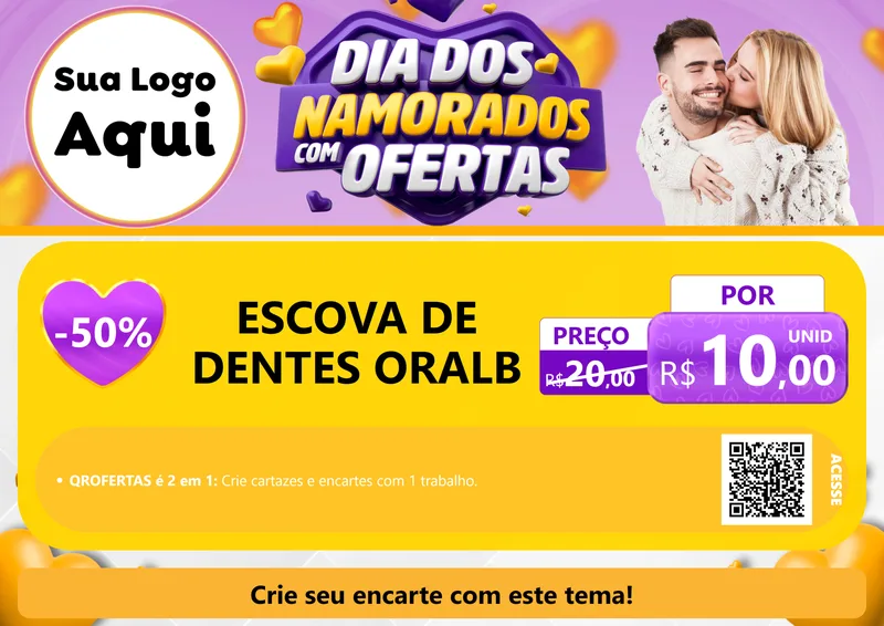 Modelo de Cartaz para Cartaz A4 Horizontal com o tema Dia Dos Namorados Com Ofertas para Higiene Pessoal