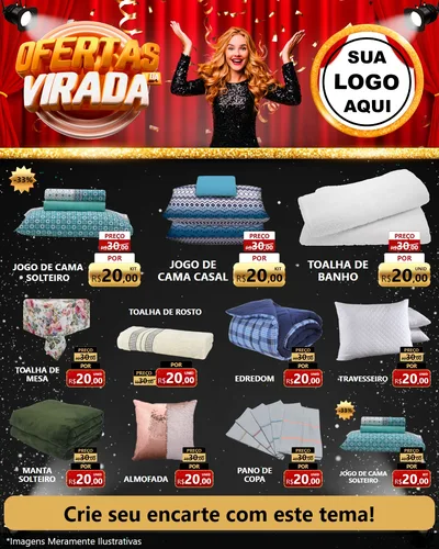 Modelo de Rede Social para Feed Instagram com o tema Ofertas da Virada para Cama, Mesa e Banho