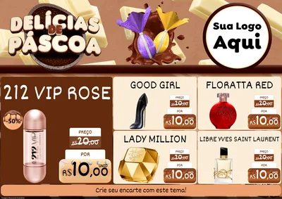 Modelo de Encarte para Encarte A4 Horizontal com o tema Delícias de Páscoa para Perfumes