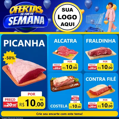 Modelo de Rede Social para Feed Facebook com o tema Ofertas de Fim de Semana para Açougue
