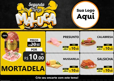 Modelo de Encarte para Encarte A4 Horizontal com o tema Segunda e Terça Maluca para Frios e Laticínios
