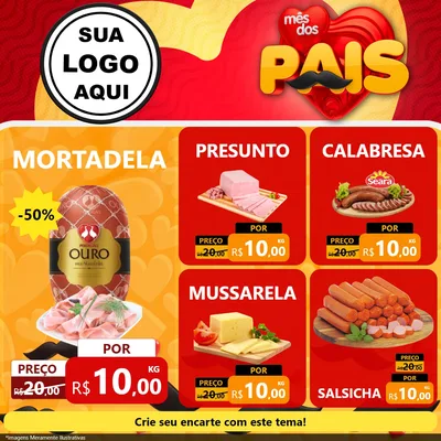 Modelo de Rede Social para Feed Facebook com o tema Mês Dos Pais para Frios e Laticínios