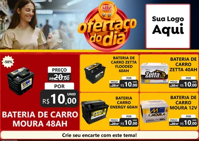 Modelo de Encarte para Encarte A4 Horizontal com o tema Ofertaço Do Dia para Baterias Elétricas