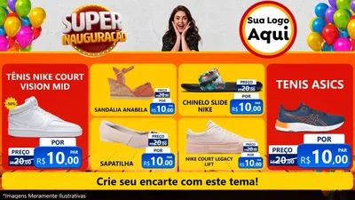 Modelo de TV para TV Horizontal com o tema Super Inauguração para Calçados