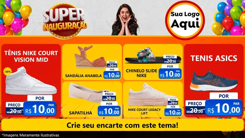 Modelo de TV para TV Horizontal com o tema Super Inauguração para Calçados