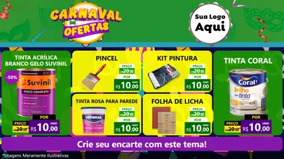 Modelo de TV para TV Horizontal com o tema Carnaval de Ofertas para Tintas e Ferramentas