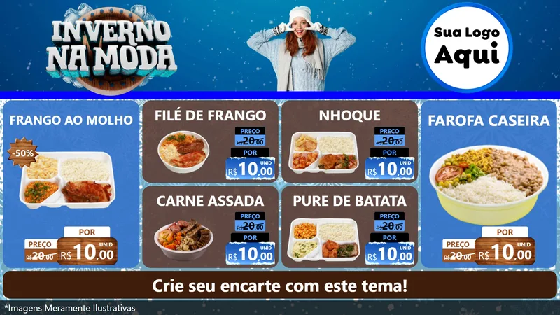 Modelo de TV para TV Horizontal com o tema Inverno na Moda para Restaurante