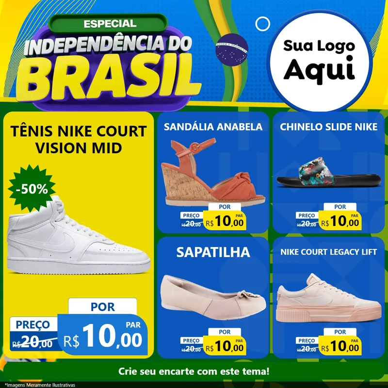 Modelo de Rede Social para Feed Facebook com o tema Especial Independência do Brasil para Calçados