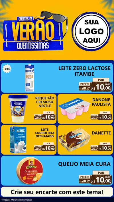 Modelo de TV para TV Vertical com o tema Ofertas de Verão Quentíssimas para Frios e Laticínios