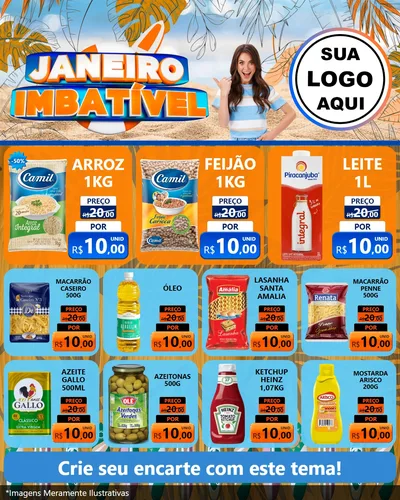 Modelo de Rede Social para Feed Instagram com o tema Janeiro Imbatível para Supermercado