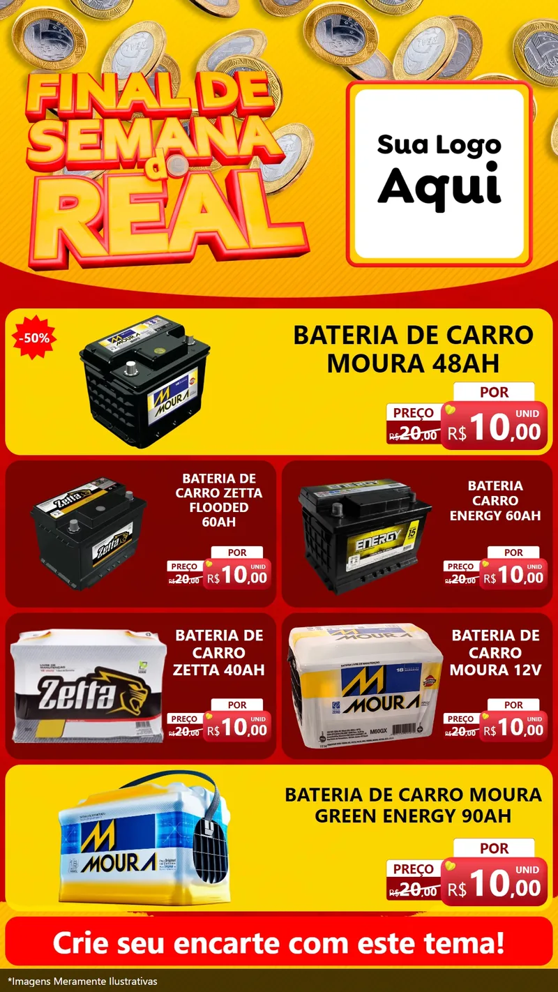 Modelo de TV para TV Vertical com o tema Final de Semana do Real para Baterias Elétricas
