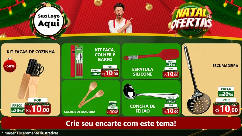 Modelo de TV para TV Horizontal com o tema Natal de Ofertas para Utilidades Domésticas