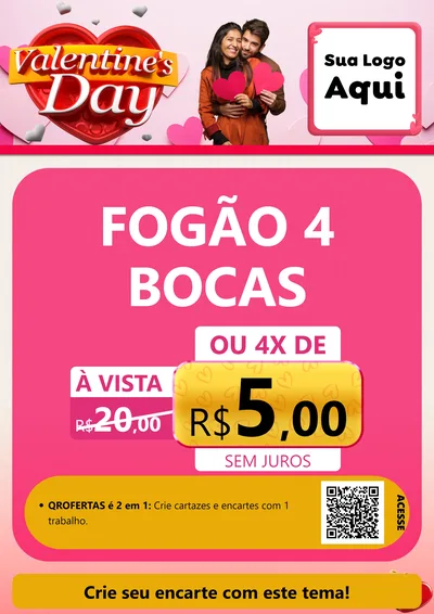 Modelo de Cartaz para Cartaz A4 Vertical com o tema Valentine's Day para Móveis e Eletro