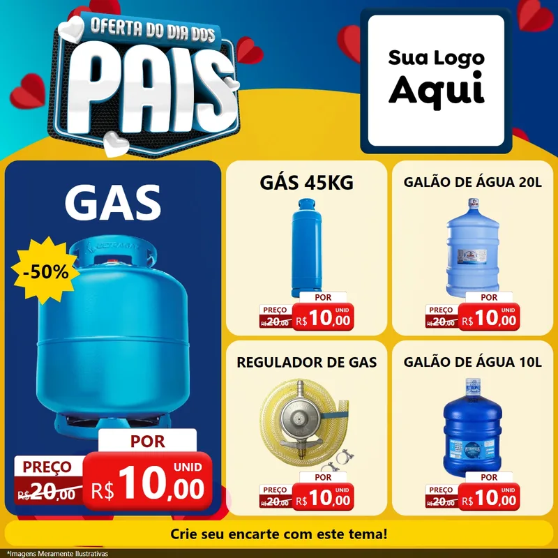 Modelo de Rede Social para Feed Facebook com o tema Oferta Do Dia Dos Pais para Água e gás