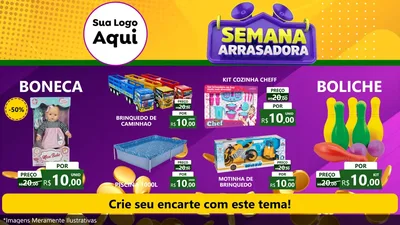 Modelo de TV para TV Horizontal com o tema Semana Arrasadora para Brinquedos