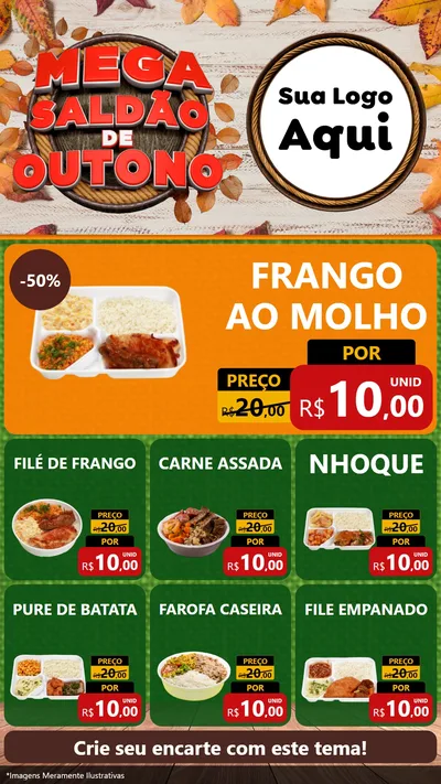 Modelo de Rede Social para Stories com o tema Mega Saldão de Outono para Restaurante