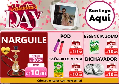 Modelo de Encarte para Encarte A4 Horizontal com o tema Valentine's Day para Tabacaria