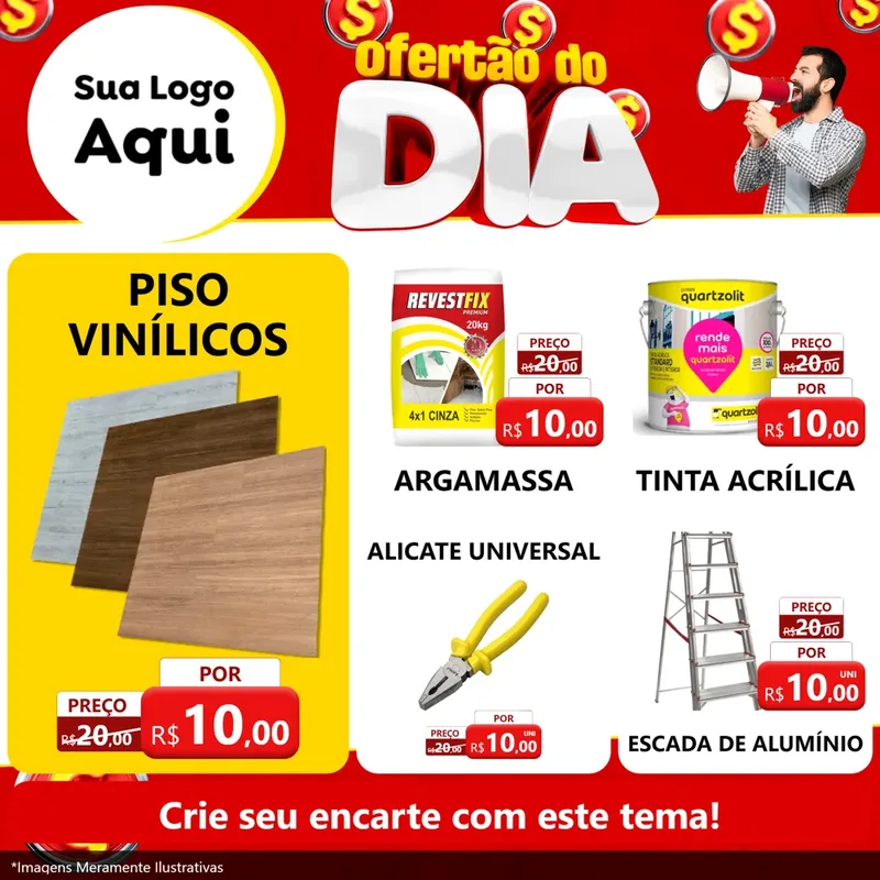 Modelo de Rede Social para Feed Facebook com o tema Ofertão do dia para Material para Construção