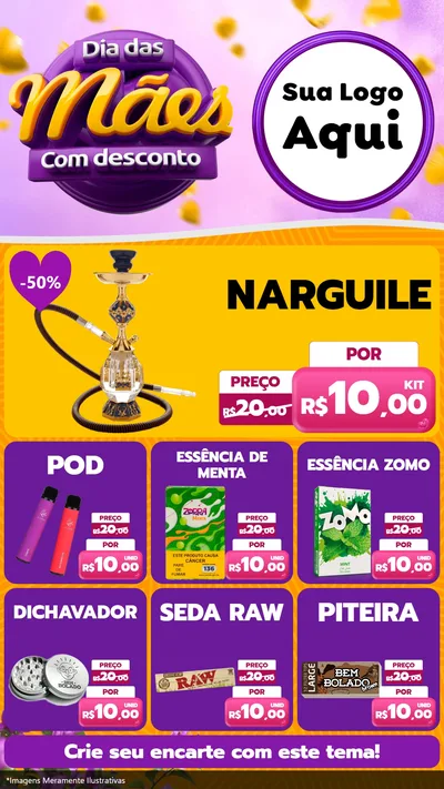 Modelo de Rede Social para Stories com o tema Dia das Mães com Desconto para Tabacaria
