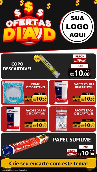 Modelo de TV para TV Vertical com o tema Ofertas Dia D para Embalagens