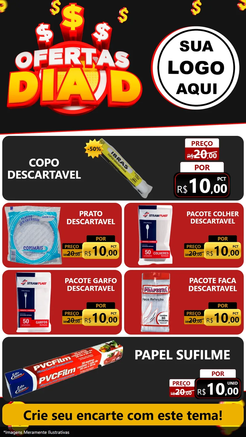 Modelo de TV para TV Vertical com o tema Ofertas Dia D para Embalagens