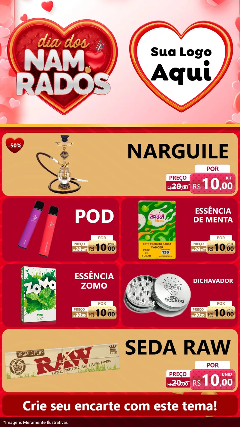 Modelo de TV para TV Vertical com o tema Dia dos Namorados para Tabacaria