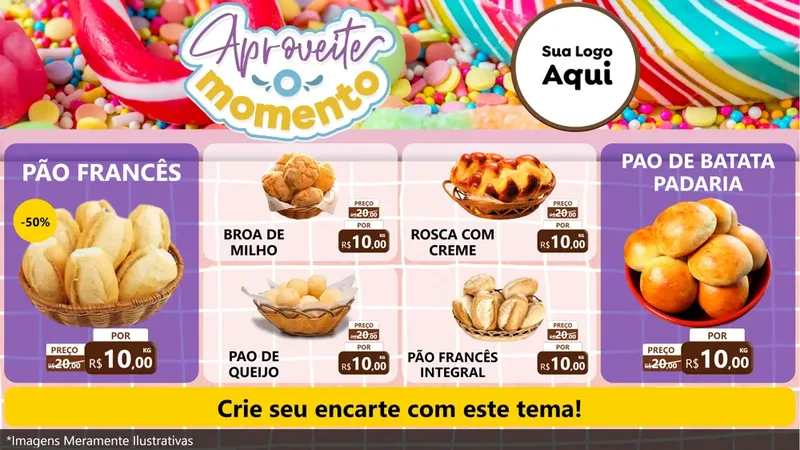 Modelo de TV para TV Horizontal com o tema Aproveite o Momento - Doces para Padaria