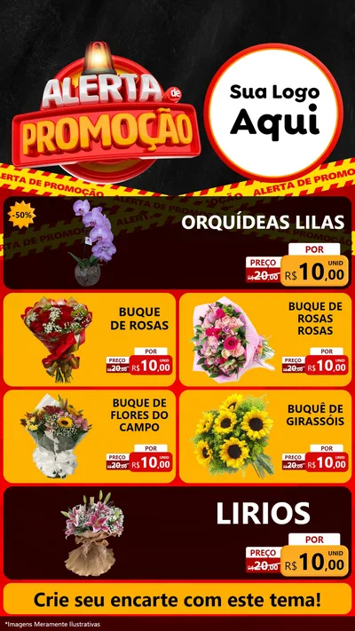 Modelo de TV para TV Vertical com o tema Alerta de Promoção para Floricultura e jardim