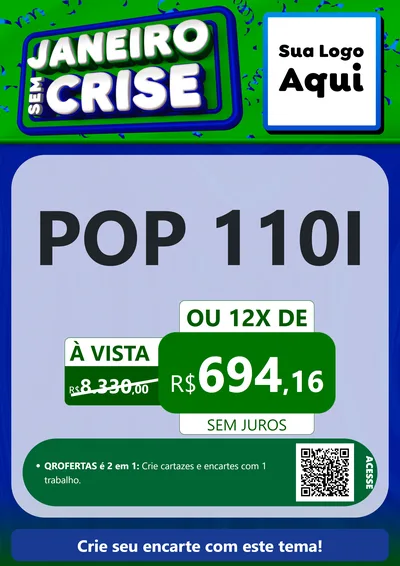 Modelo de Cartaz para Cartaz A4 Vertical com o tema Janeiro Sem Crise para Concessionaria de Motos