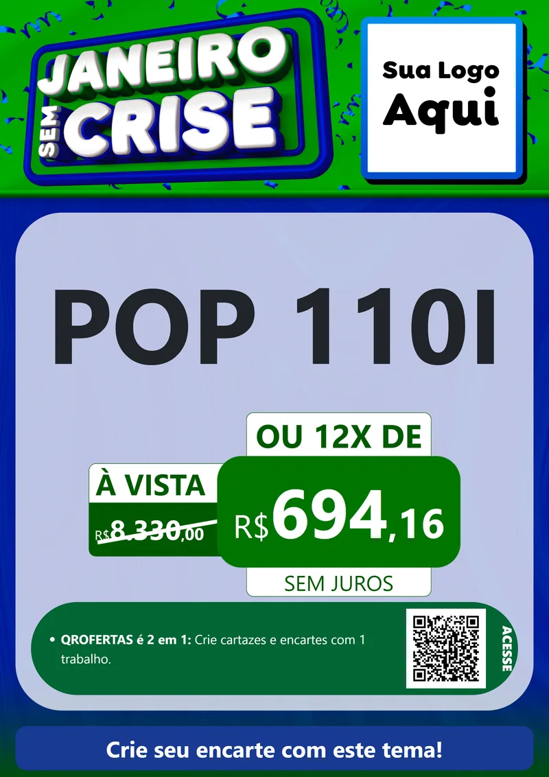 Modelo de Cartaz para Cartaz A4 Vertical com o tema Janeiro Sem Crise para Concessionaria de Motos