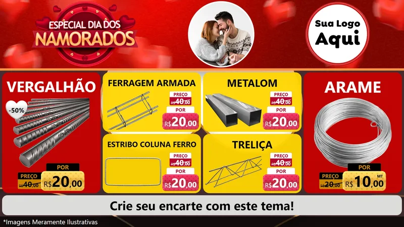 Modelo de TV para TV Horizontal com o tema Especial Dia Dos Namorados para Ferragens