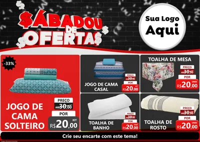 Modelo de Encarte para Encarte A4 Horizontal com o tema Sabadou de Ofertas para Cama, Mesa e Banho