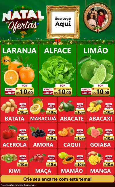 Modelo de Encarte para Encarte Grande com o tema Natal de Ofertas para Hortifrúti