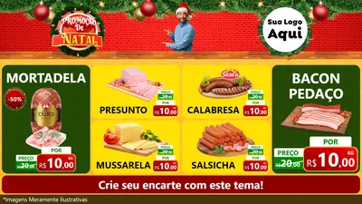 Modelo de TV para TV Horizontal com o tema Promoção de Natal para Frios e Laticínios
