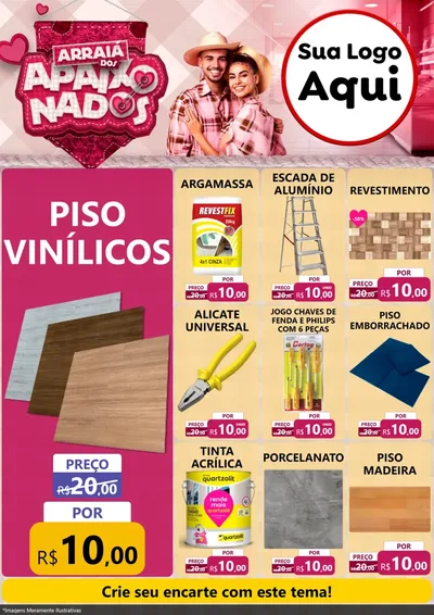 Modelo de Encarte para Encarte A4 Vertical com o tema Arraiá dos Apaixonados - Junina para Material para Construção