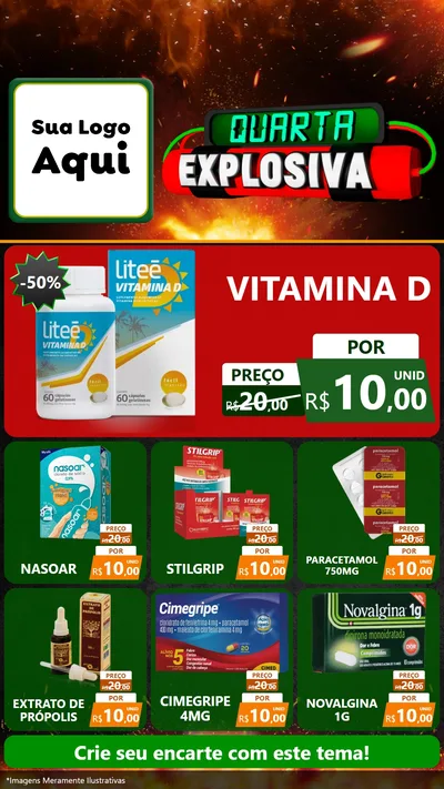Modelo de Rede Social para Stories com o tema Quarta Explosiva para Farmácia