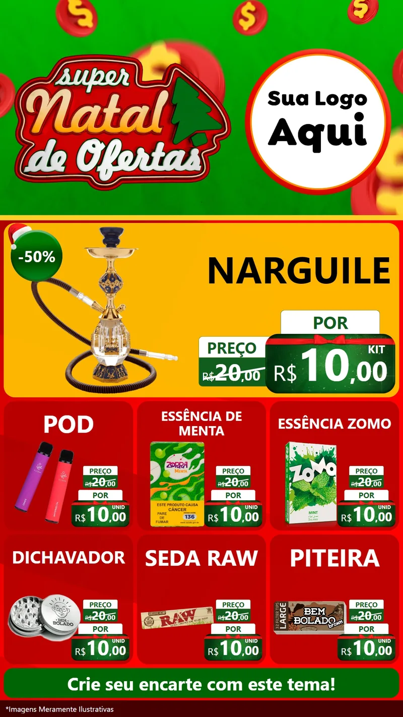 Modelo de Rede Social para Stories com o tema Super Natal de Ofertas para Tabacaria