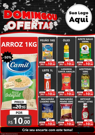 Modelo de Encarte para Encarte A4 Vertical com o tema Domingou de Ofertas para Supermercado