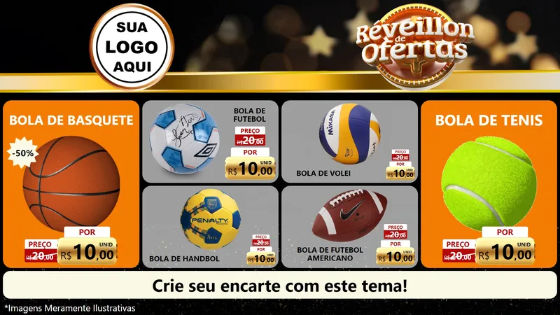 Modelo de TV para TV Horizontal com o tema Réveillon de Ofertas para Artigos Esportivos